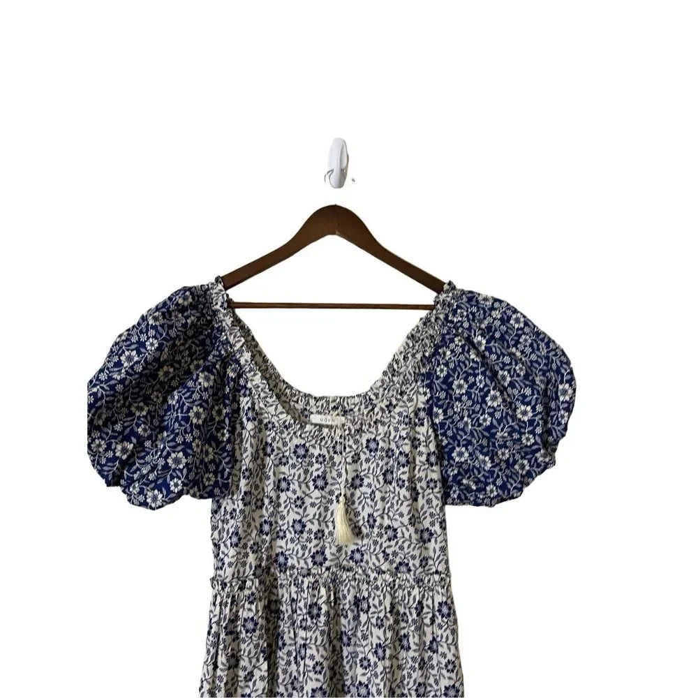 Doen Blue and White Floral Midi Dress - Picture 15 of 16